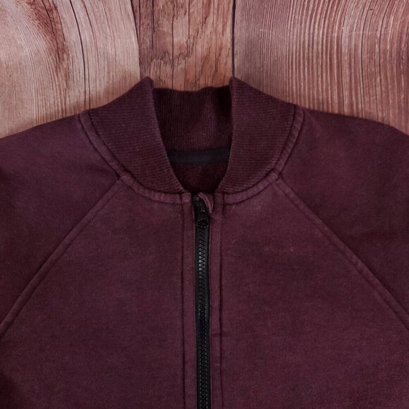 *FLAWS* Lululemon Size 8 Heathered Bordeaux Drama Pleat to Street Bomber Jacket - Picture 7 of 16